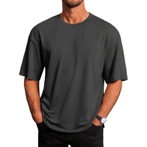 imageRuncati Mens Casual TShirts Short Sleeve Lightweight Oversized Summer Cotton Tee Beach Crew Neck TopsDark Grey
