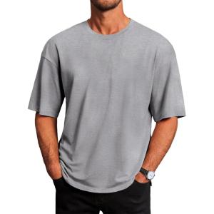 imageRuncati Mens Casual TShirts Short Sleeve Lightweight Oversized Summer Cotton Tee Beach Crew Neck TopsGrey