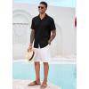 imageRuncati Mens Casual Button Down Shirts Short Sleeve Cuban Collar Textured Shirt Beach Summer Stretch TopsBlack