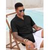 imageRuncati Mens Casual Button Down Shirts Short Sleeve Cuban Collar Textured Shirt Beach Summer Stretch TopsBlack