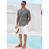 imageRuncati Mens Casual Button Down Shirts Short Sleeve Cuban Collar Textured Shirt Beach Summer Stretch TopsGrey