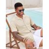 imageRuncati Mens Casual Button Down Shirts Short Sleeve Cuban Collar Textured Shirt Beach Summer Stretch TopsLight Khaki