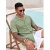 imageRuncati Mens Casual Button Down Shirts Short Sleeve Cuban Collar Textured Shirt Beach Summer Stretch TopsMint