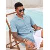 imageRuncati Mens Casual Button Down Shirts Short Sleeve Cuban Collar Textured Shirt Beach Summer Stretch TopsSky Blue