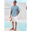imageRuncati Mens Casual Button Down Shirts Short Sleeve Cuban Collar Textured Shirt Beach Summer Stretch TopsSky Blue