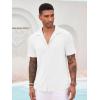 imageRuncati Mens Casual Button Down Shirts Short Sleeve Cuban Collar Textured Shirt Beach Summer Stretch TopsWhite