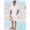 imageRuncati Mens Casual Button Down Shirts Short Sleeve Cuban Collar Textured Shirt Beach Summer Stretch TopsWhite