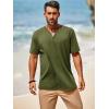 imageRuncati Mens Casual T Shirts Short Sleeve V Neck Henley Shirt Button Basic Fashion Summer Beach Tee TopsArmy Green