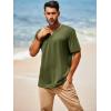 imageRuncati Mens Casual T Shirts Short Sleeve V Neck Henley Shirt Button Basic Fashion Summer Beach Tee TopsArmy Green