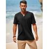 imageRuncati Mens Casual T Shirts Short Sleeve V Neck Henley Shirt Button Basic Fashion Summer Beach Tee TopsBlack