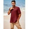 imageRuncati Mens Casual T Shirts Short Sleeve V Neck Henley Shirt Button Basic Fashion Summer Beach Tee TopsBurgundy