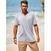 imageRuncati Mens Casual T Shirts Short Sleeve V Neck Henley Shirt Button Basic Fashion Summer Beach Tee TopsGrey
