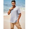 imageRuncati Mens Casual T Shirts Short Sleeve V Neck Henley Shirt Button Basic Fashion Summer Beach Tee TopsGrey