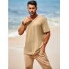 imageRuncati Mens Casual T Shirts Short Sleeve V Neck Henley Shirt Button Basic Fashion Summer Beach Tee TopsKhaki