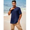 imageRuncati Mens Casual T Shirts Short Sleeve V Neck Henley Shirt Button Basic Fashion Summer Beach Tee TopsNavy Blue