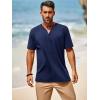imageRuncati Mens Casual T Shirts Short Sleeve V Neck Henley Shirt Button Basic Fashion Summer Beach Tee TopsNavy Blue