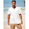 imageRuncati Mens Casual T Shirts Short Sleeve V Neck Henley Shirt Button Basic Fashion Summer Beach Tee TopsWhite