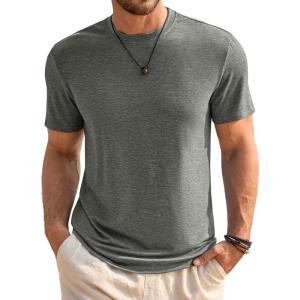 imageRuncati Mens Short Sleeve TShirts Classic Crew Neck Casual Shirt Summer Basic Lightweight Fashion Moisture Wicking TeesDark Grey