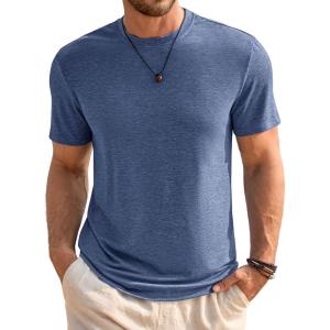 imageRuncati Mens Short Sleeve TShirts Classic Crew Neck Casual Shirt Summer Basic Lightweight Fashion Moisture Wicking TeesNavy