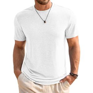 imageRuncati Mens Short Sleeve TShirts Classic Crew Neck Casual Shirt Summer Basic Lightweight Fashion Moisture Wicking TeesWhite
