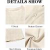 imageRuncati Mens Casual Henley Shirts Linen Short Sleeve V Neck Band Collar Shirt Beach Summer Hippie Lightweight TopsBeige