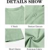 imageRuncati Mens Casual Henley Shirts Linen Short Sleeve V Neck Band Collar Shirt Beach Summer Hippie Lightweight TopsMint