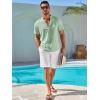 imageRuncati Mens Casual Henley Shirts Linen Short Sleeve V Neck Band Collar Shirt Beach Summer Hippie Lightweight TopsMint