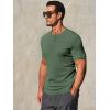 imageRuncati Mens Henley Shirts Short Sleeve Casual Ribbed Knitted Summer TShirt Slim Fit Workout Muscle TopsArmy Green