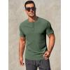 imageRuncati Mens Henley Shirts Short Sleeve Casual Ribbed Knitted Summer TShirt Slim Fit Workout Muscle TopsArmy Green
