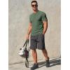 imageRuncati Mens Henley Shirts Short Sleeve Casual Ribbed Knitted Summer TShirt Slim Fit Workout Muscle TopsArmy Green