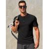 imageRuncati Mens Henley Shirts Short Sleeve Casual Ribbed Knitted Summer TShirt Slim Fit Workout Muscle TopsBlack