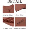imageRuncati Mens Henley Shirts Short Sleeve Casual Ribbed Knitted Summer TShirt Slim Fit Workout Muscle TopsBrown