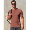 imageRuncati Mens Henley Shirts Short Sleeve Casual Ribbed Knitted Summer TShirt Slim Fit Workout Muscle TopsBrown