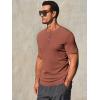 imageRuncati Mens Henley Shirts Short Sleeve Casual Ribbed Knitted Summer TShirt Slim Fit Workout Muscle TopsBrown