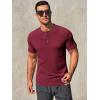 imageRuncati Mens Henley Shirts Short Sleeve Casual Ribbed Knitted Summer TShirt Slim Fit Workout Muscle TopsBurgundy