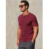 imageRuncati Mens Henley Shirts Short Sleeve Casual Ribbed Knitted Summer TShirt Slim Fit Workout Muscle TopsBurgundy