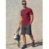 imageRuncati Mens Henley Shirts Short Sleeve Casual Ribbed Knitted Summer TShirt Slim Fit Workout Muscle TopsBurgundy