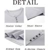 imageRuncati Mens Henley Shirts Short Sleeve Casual Ribbed Knitted Summer TShirt Slim Fit Workout Muscle TopsGrey