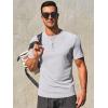 imageRuncati Mens Henley Shirts Short Sleeve Casual Ribbed Knitted Summer TShirt Slim Fit Workout Muscle TopsGrey