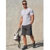 imageRuncati Mens Henley Shirts Short Sleeve Casual Ribbed Knitted Summer TShirt Slim Fit Workout Muscle TopsGrey