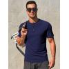 imageRuncati Mens Henley Shirts Short Sleeve Casual Ribbed Knitted Summer TShirt Slim Fit Workout Muscle TopsNavy