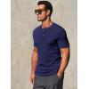 imageRuncati Mens Henley Shirts Short Sleeve Casual Ribbed Knitted Summer TShirt Slim Fit Workout Muscle TopsNavy