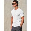 imageRuncati Mens Henley Shirts Short Sleeve Casual Ribbed Knitted Summer TShirt Slim Fit Workout Muscle TopsWhite