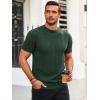 imageRuncati Mens Knit Short Sleeve T Shirts Casual Crewneck Slim Fit Shirt Cable Knitted Stretch Pullover TeesArmy Green