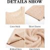 imageRuncati Mens Knit Short Sleeve T Shirts Casual Crewneck Slim Fit Shirt Cable Knitted Stretch Pullover TeesBeige