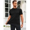 imageRuncati Mens Knit Short Sleeve T Shirts Casual Crewneck Slim Fit Shirt Cable Knitted Stretch Pullover TeesBlack