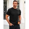 imageRuncati Mens Knit Short Sleeve T Shirts Casual Crewneck Slim Fit Shirt Cable Knitted Stretch Pullover TeesBlack