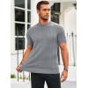 imageRuncati Mens Knit Short Sleeve T Shirts Casual Crewneck Slim Fit Shirt Cable Knitted Stretch Pullover TeesGrey