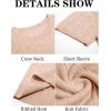 imageRuncati Mens Knit Short Sleeve T Shirts Casual Crewneck Slim Fit Shirt Cable Knitted Stretch Pullover TeesKhaki