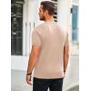 imageRuncati Mens Knit Short Sleeve T Shirts Casual Crewneck Slim Fit Shirt Cable Knitted Stretch Pullover TeesKhaki